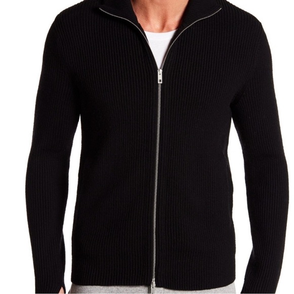 rag & bone Other - Rag & Bone Black Ribbed Sweater Zip up Black Wool Cashmere Jacket Size S